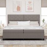 vidaXL Lit à ressorts avec matelas Taupe 200 x 200 cm tissu