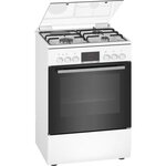 Bosch hxr39ig20 - cuisinière mixte - 3 foyers gaz et 1 électrique - four multifonction full ecoclean - 66 l - a - l 60 cm - blanc