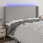 vidaXL Tête de lit à LED Gris clair 163x16x118/128 cm Tissu