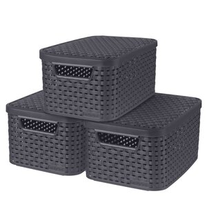 Curver Boîtes de rangement Style avec couvercle 3 Pièces S 6 L Anthracite