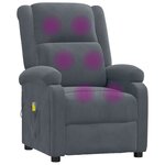 vidaXL Fauteuil de massage Gris foncé velours
