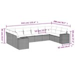 vidaXL Salon de jardin avec coussins 10 Pièces gris clair résine tressée