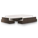 vidaXL Salon de jardin 12 Pièces avec coussins Marron Résine tressée