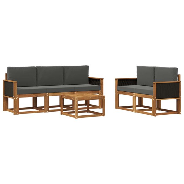 vidaXL Ensemble de canapés d'extérieur 6 pc Naturel et Anthracite