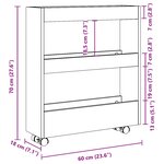 vidaXL Chariot de rangement étroit 3 niveaux noir bois d'ingénierie