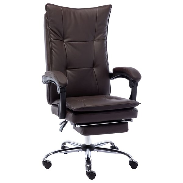 Chaise fauteuil siège de bureau informatique étude similicuir brun 02_0024031