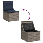 vidaXL Salon de jardin avec coussins 7 Pièces noir résine tressée acacia