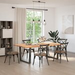 vidaXL Table à manger avec bord naturel 220x120x74cm bois massif chêne