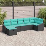 vidaXL Ensemble de Canapés avec coussin avec stockage Noir polyrotin