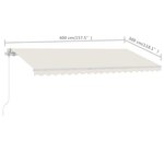 vidaXL Auvent manuel rétractable sur pied 400x300 cm Crème