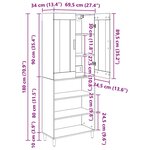 vidaXL Haut Armoire Bois Ancien 69 5 x 34 x 180 cm