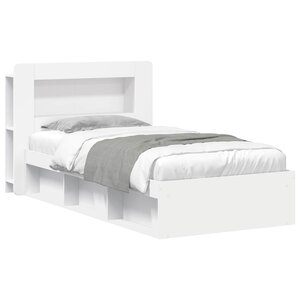 vidaXL Cadre de lit avec rangement Blanc 90 x 190 cm Bois d'ingénierie