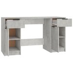 vidaXL Bureau avec armoire latérale Gris béton Bois d'ingénierie