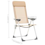 vidaXL Chaises de camping pliables 4 Pièces Crème Aluminium