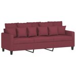 vidaXL Canapé à 3 places avec repose-pieds Rouge bordeaux 180 cm Tissu