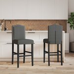 vidaXL Chaises de bar lot de 2 bois massif d'hévéa et tissu