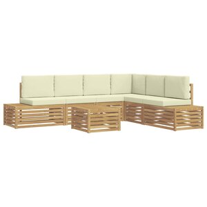 vidaXL 7 Pièces Ensemble de canapés d'extérieur Polyester Blanc et crème