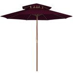 vidaXL Parasol à deux étages avec mât en bois rouge bordeaux 270 cm
