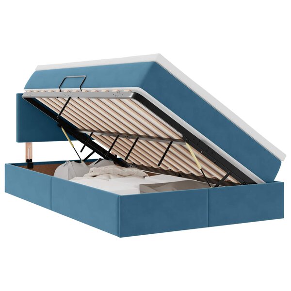 vidaXL Lit de Rangement avec matelas Bleu 120 x 190 cm Velours