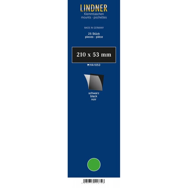 Bandes simple soudure 210 x 53 mm pour timbres-poste. Fond - Noir