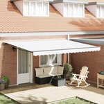 vidaXL Auvent Rétractable Blanc 450x300 cm tissu