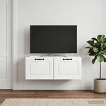 vidaXL Meuble TV mural Montage mural Blanc brillant 78 5 x 31 x 30 cm