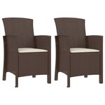 vidaXL Chaises de jardin 2 Pièces avec coussins Rotin PP Marron