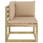 vidaXL Canapé d'angle de jardin avec coussins Bois imprégné de vert
