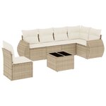 vidaXL Salon de jardin avec coussins 7 Pièces beige résine tressée