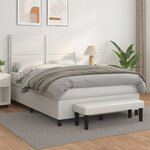 vidaXL Sommier à lattes de lit avec matelas Blanc 140x200cm Similicuir