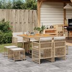 vidaXL Ensemble à manger de jardin et coussins 9 Pièces beige Poly rotin
