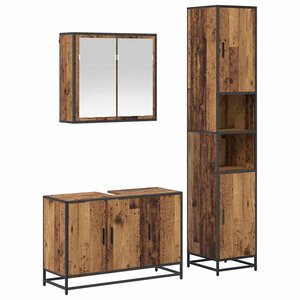 vidaXL Ensemble de mobilier de salle de bain 3 Pièces Bois Ancien