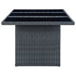 vidaXL Table de jardin Gris foncé Résine tressée et verre trempé
