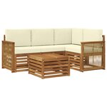 vidaXL Ensemble de canapés d'extérieur 5 pc Naturel et Crème Polyester