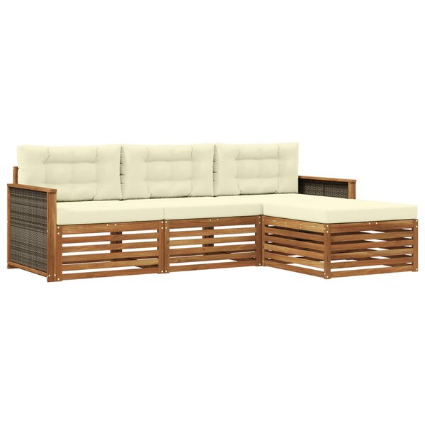 vidaXL Ensemble de canapés d'extérieur avec coussin Naturel et Crème