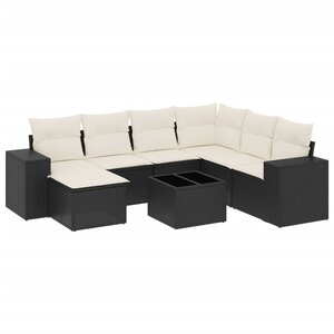 vidaXL Salon de jardin 8 Pièces avec coussins noir résine tressée
