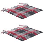 vidaXL Chaise à bascule avec coussin à carreaux rouges Bois de teck
