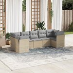 vidaXL Salon de jardin avec coussins 7 Pièces beige résine tressée