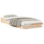 vidaXL Cadre de lit surélevé Marron 80 x 220 cm Bois massif en pin