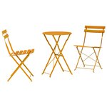 vidaXL Ensemble bistro pliant 3 pc Moutarde Acier