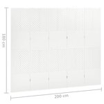 vidaXL Cloison de séparation 5 panneaux Blanc 200x180 cm Acier