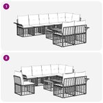 vidaXL Ensemble de canapés d'extérieur 9 pc Noir et Gris foncé