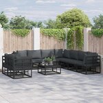 vidaXL Ensemble de canapé de jardin avec coussin 9 Pièces Noir Aluminium
