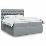 vidaXL Sommier à lattes de lit avec matelas Gris clair 200x200cm Tissu