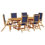 vidaXL Ensemble à manger de jardin 7Pièces bois d'acacia solide textilène