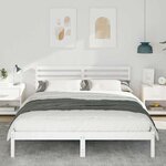 vidaXL Cadre de lit Blanc 160 x 220 cm Bois massif en pin