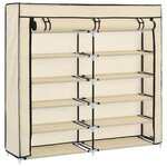 vidaXL Armoire à chaussures avec housse Crème 115x28x110 cm Tissu