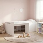 vidaXL Lit haut pour enfants avec bureau Blanc Bois d'ingénierie