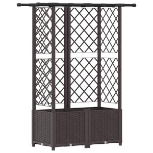 vidaXL Lit Élevé avec Treillis et Toit Marron 124 x 40 x 136 cm PP