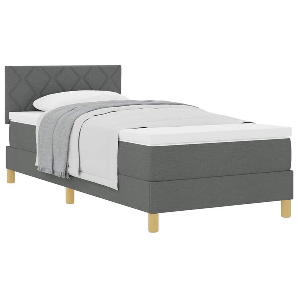 vidaXL Lit à ressorts avec coussin Gris foncé 90 x 190 cm tissu